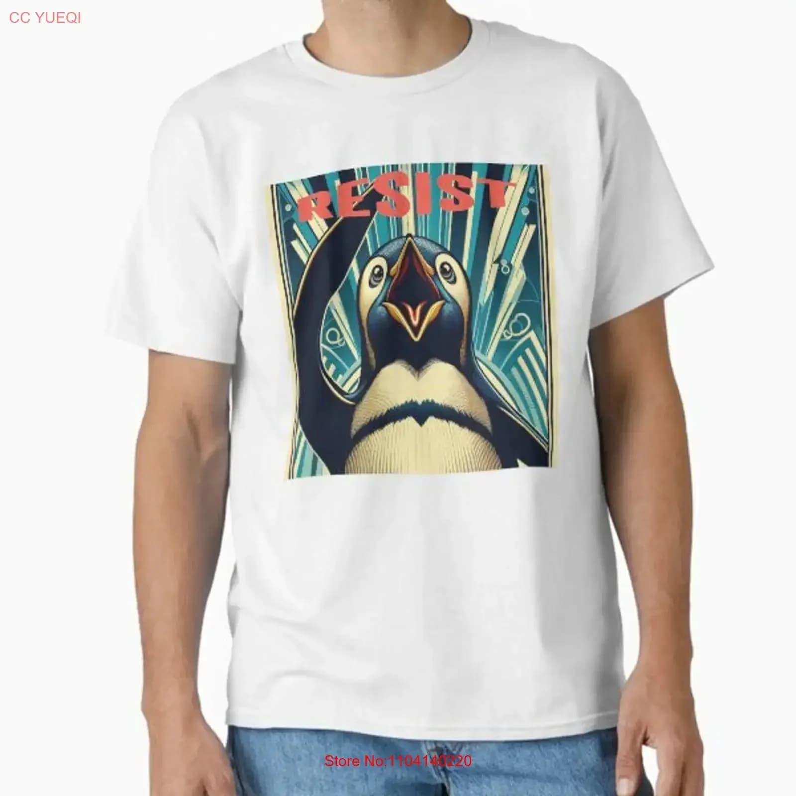 T-shirt classica Penguins Resist, prodotta negli Stati Uniti e in Australia, taglie dalla S alla 2XL, effetto vintage, lavata, per l'uso quotidiano, traspirante, abbigliamento di design.