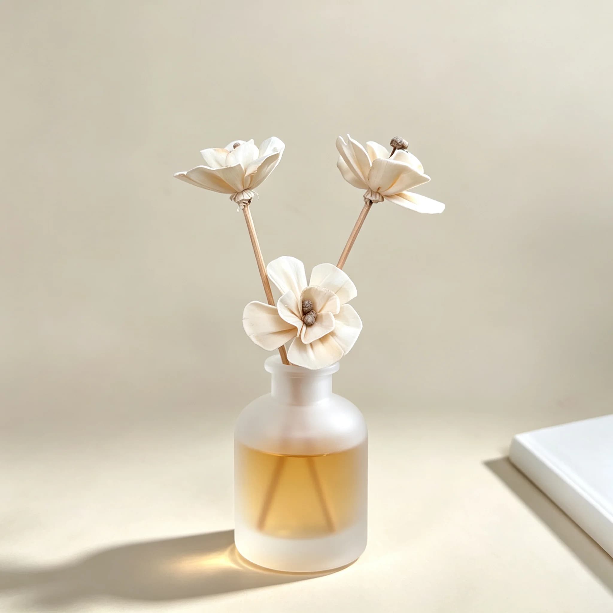 5cm Sola Wood Diffuser Flowers, Natural Dried Floral Reed Diffuser Volatile Sticks for Home Hotel SPA Aromatherapy Decor