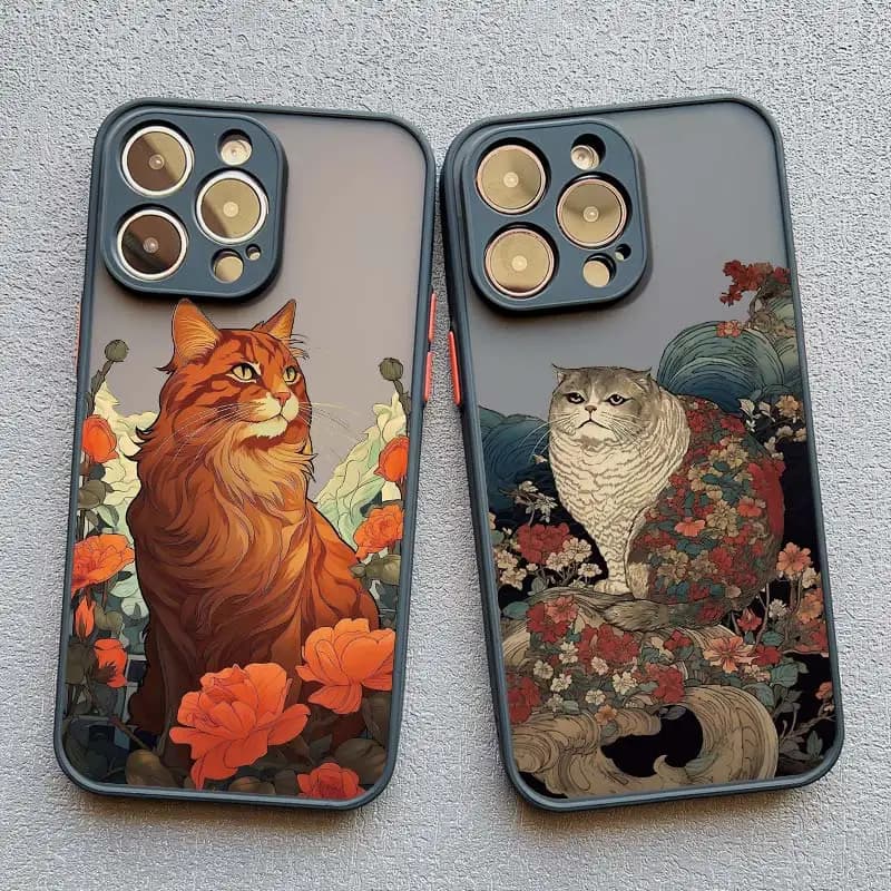 Custodia in stile anime giapponese per iPhone 16 XS X XR SE2 Custodia per gatti per iPhone 7 8 11 12 13 14 15 Plus Pro Max Mini Cover antiurto