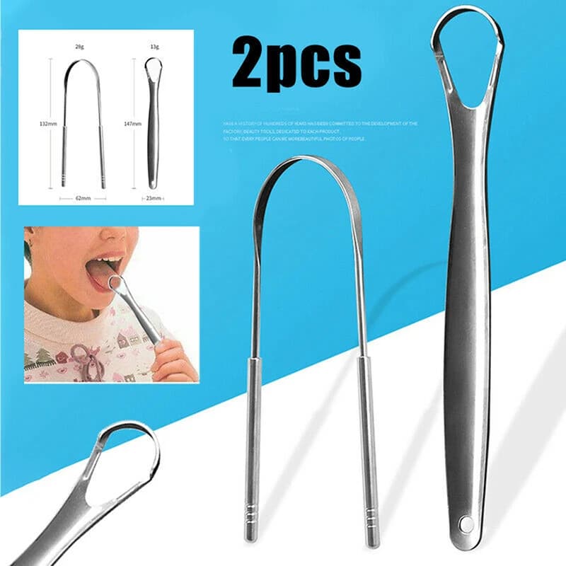2 pezzi di tipo U raschietto per lingua in acciaio inossidabile detergente per lingua orale spazzola per pulizia lingua rivestita spazzolino da denti strumenti per l'igiene orale