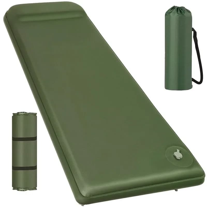 Ultra Thick Foam Camping Mattress Portable Self Inflating Sleeping Pad with Pillow for Tent Car Travel Outdoor Hiking Gear