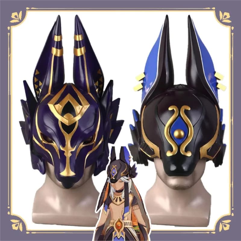 BGenshin Impact Cyno Staff Ofthe Scarlet Sands Helmet Halloween Mask Game Cosplay Prop Halloween Party Christmas Game Role