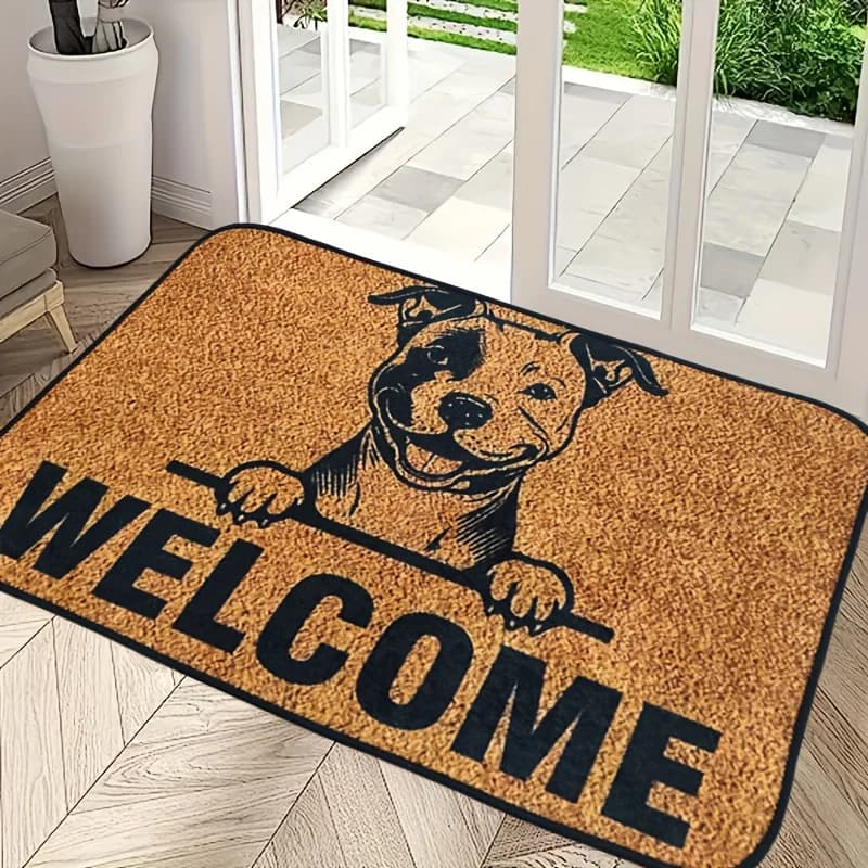 VIKAMA Grazioso tappetino di benvenuto per animali domestici - Lavabile in lavatrice, tappetino antiscivolo per bagno e WC, tappeto per cucina e lavanderia, decorazione per la casa