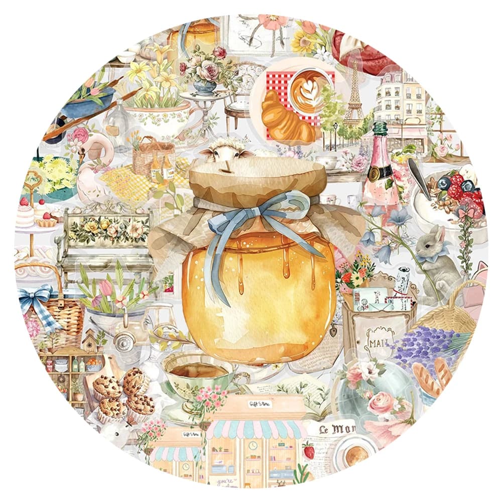 10/30/50pcs Cartoon French Pastoral Art Style Stickers Watercolor Aesthetic Sticker Scrapbook Luggage Phone Transparent Decals
