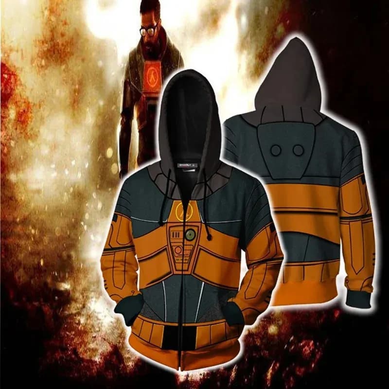 Gioco Half-Life Dr.Gordon Freeman Giacca con cappuccio con stampa 3D per uomo Cappotto primaverile e autunnale Top Costume cosplay Christmk;3,c'5.b;8'