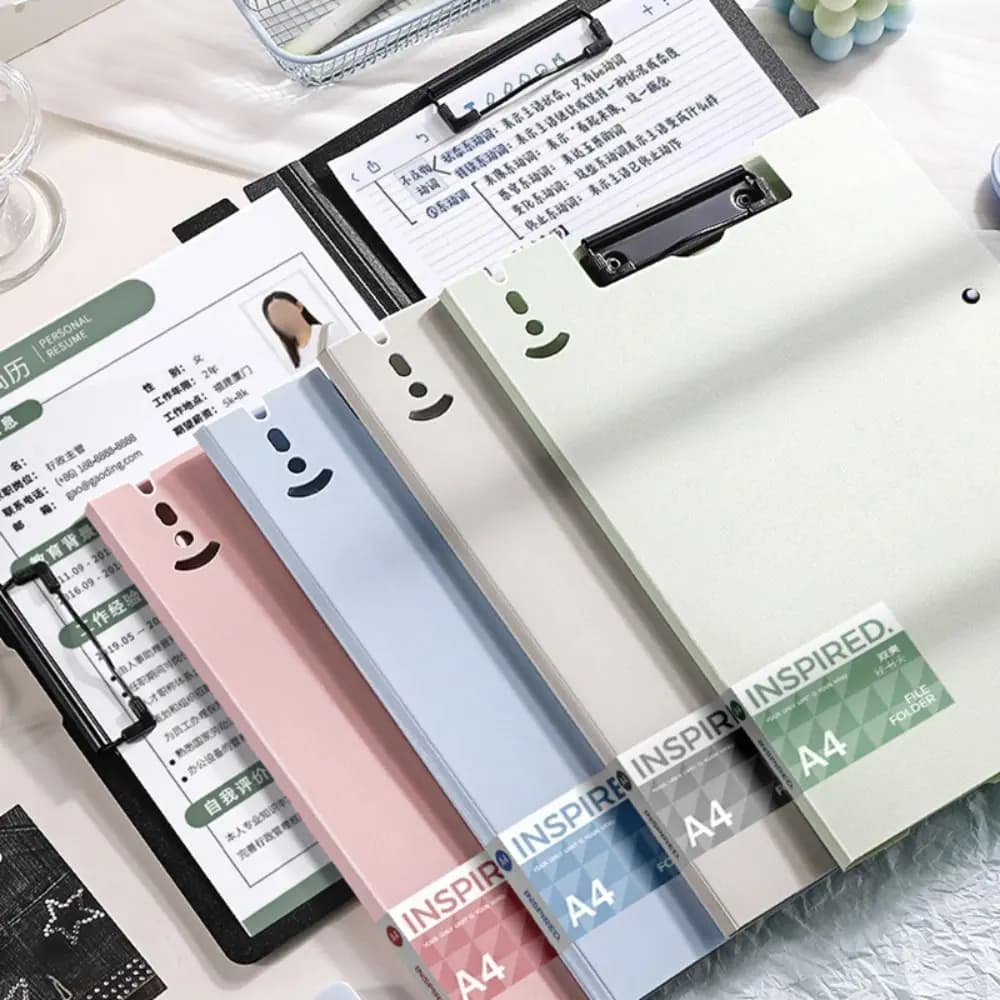 Portable Double Clips A4 Clipboard Folder Multi-functional Waterproof File Folder 360° Rotatable Clipboard File Organizer