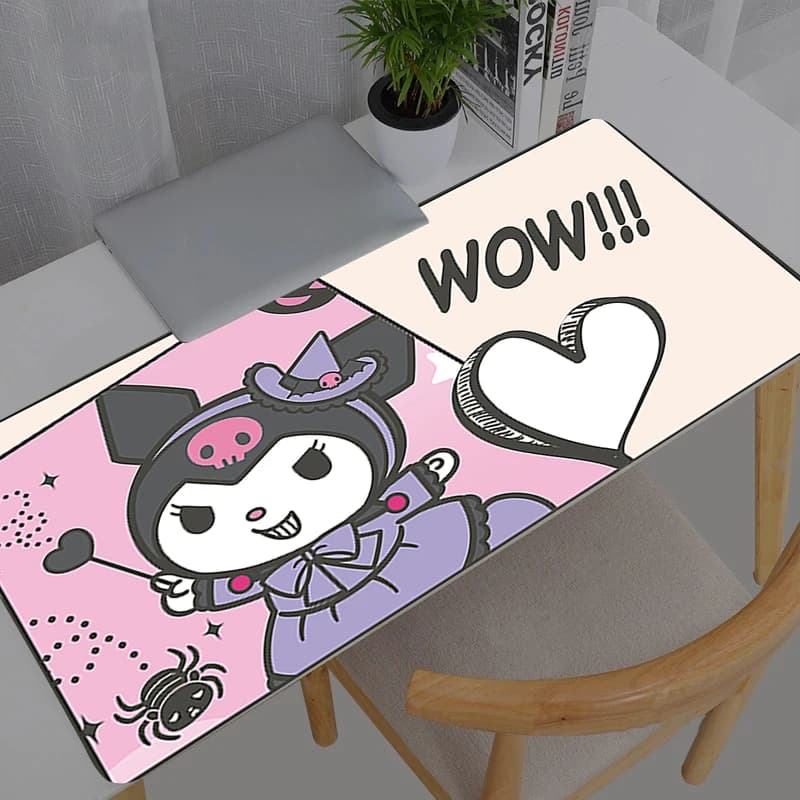Tappetino per mouse Sanrio Kuromi XL Lockedge nero, accessori da gioco di grandi dimensioni, tappetino per tastiera e mouse da computer per giocatori, tappetino da scrivania per Csgo