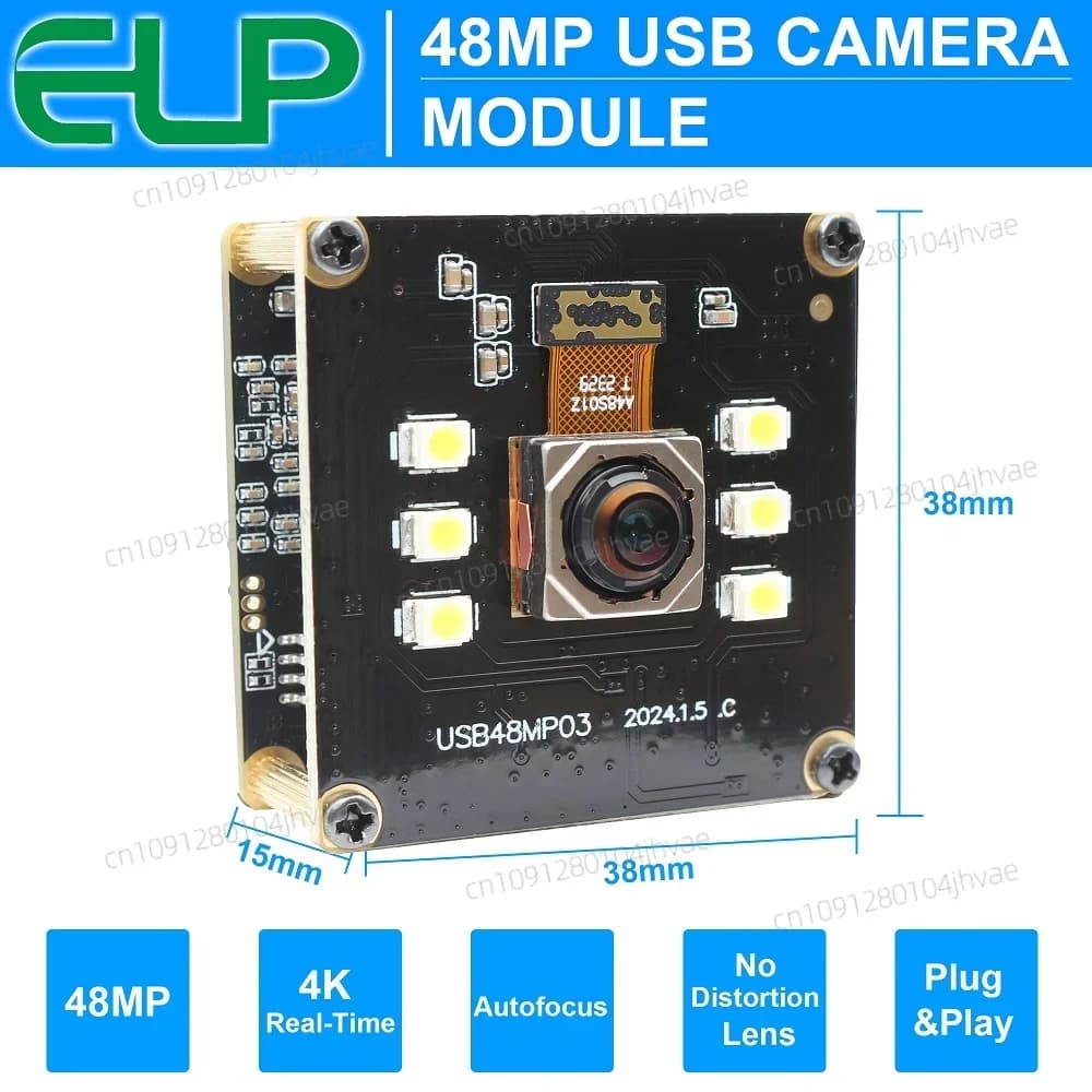 NEW ELP OEM UVC Free Driver 48MP Autofocus HD PC Webcam 8000x6000P 30fps 4K 8K Night vision Autofocus Mini camera with White LE