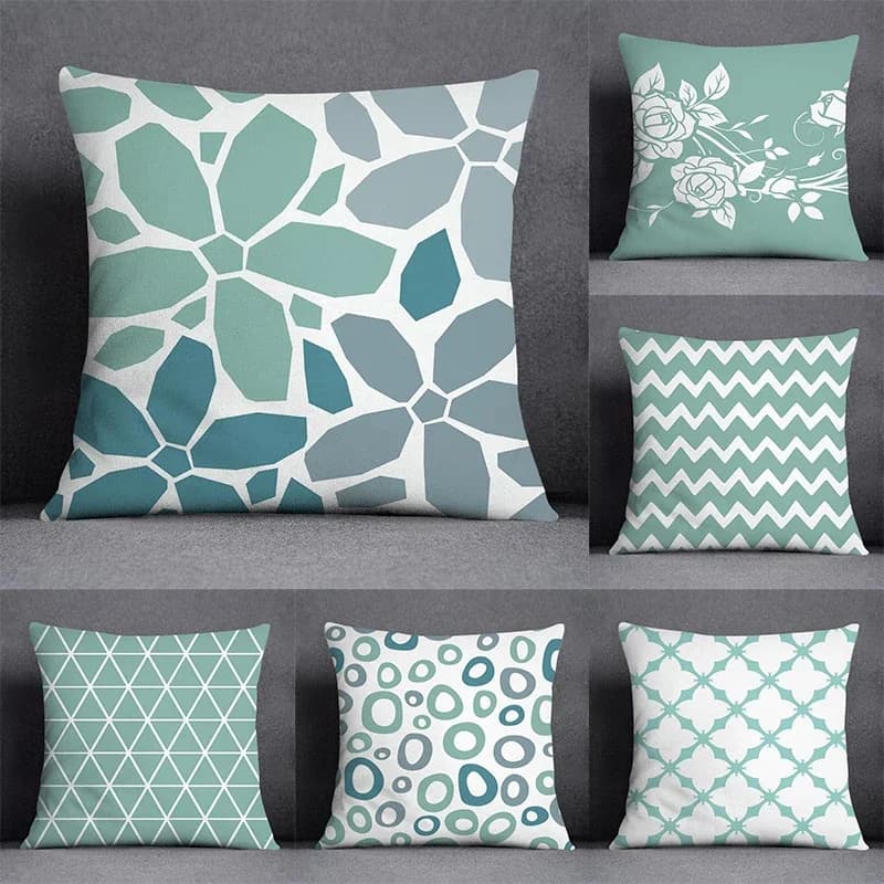 Simple Green Green Geometric Cushion Sheet Living Room Sofa Office Seats Waist Pillow Sheet for Car Home Decoration