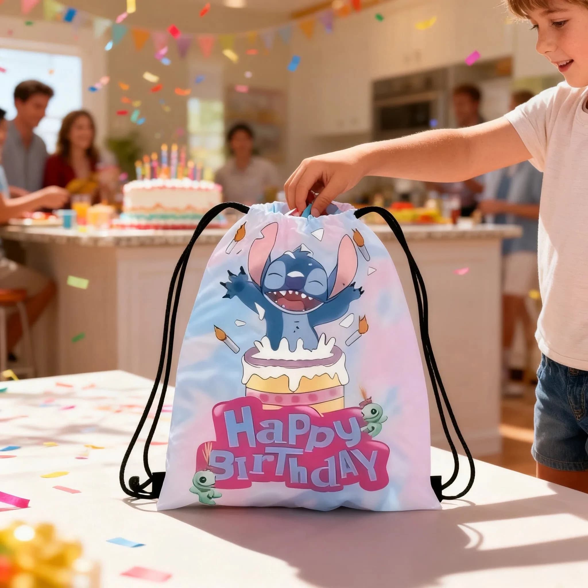 Set di borse portaoggetti Disney Stitch, sacca da palestra con coulisse + zaino, organizer per giocattoli sportivi per adulti e bambini, accessori essenziali per viaggi, spiaggia e feste