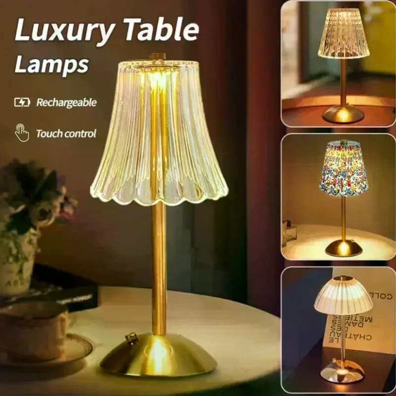 Lampada da tavolo a LED ricaricabile, lampada da scrivania estetica per camera da letto, 3 colori di luce, controllo touch, lampada da notte