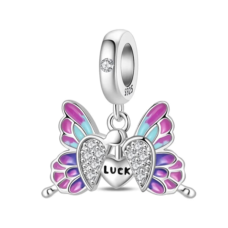 Ciondolo a forma di farfalla apribile in argento sterling 925 per donne, compatibile con braccialetti originali, regalo fai da te per San Valentino.