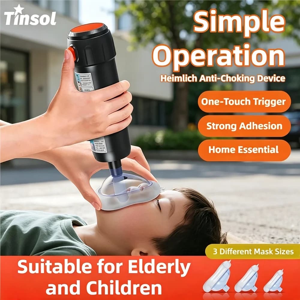 Dispositivo Anti-Soffocamento d'Emergenza TINSOL Heimlich, Kit di Pronto Soccorso per Esterni, Maschera di Aspirazione, Dispositivo Anti-Soffocamento Portatile