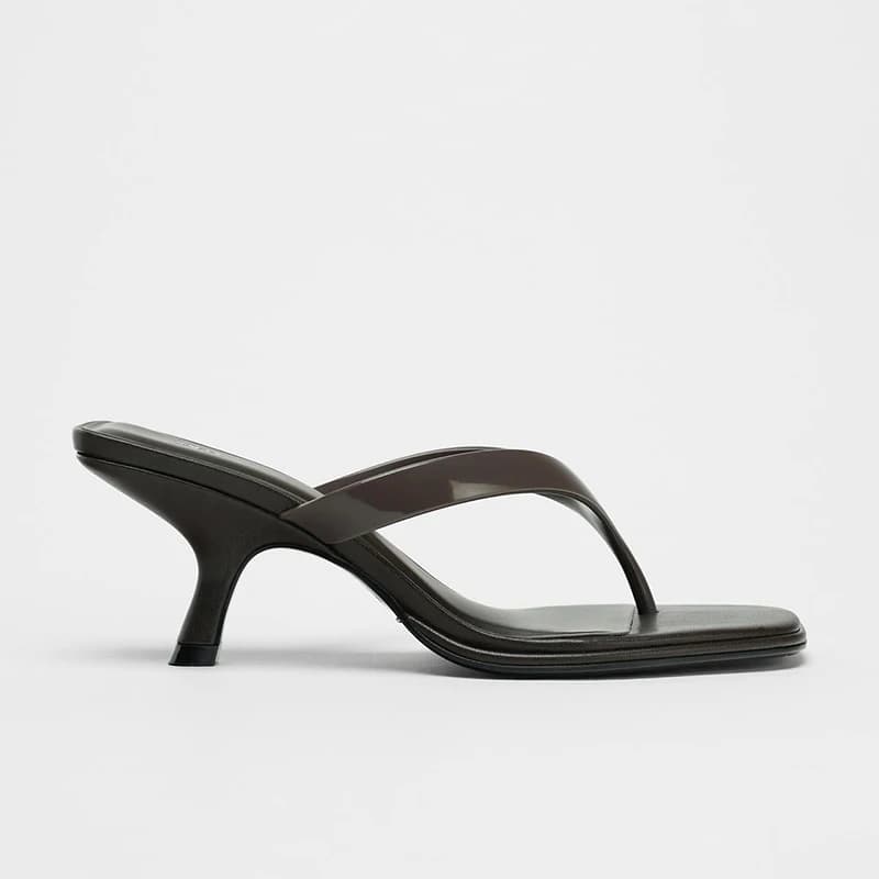 Summer New High Heel Thong Slippers Vacation Beach Style Cool Slippers Asymmetrical Heel Toe Post Mules Slippers