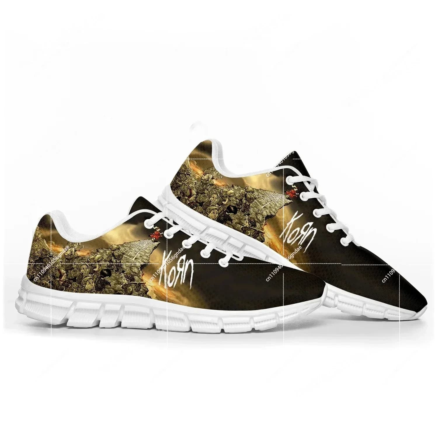 Scarpe sportive Korn Rock Band da uomo e da donna, sneakers con stampa 3D, scarpe casual personalizzate per coppie, bianche