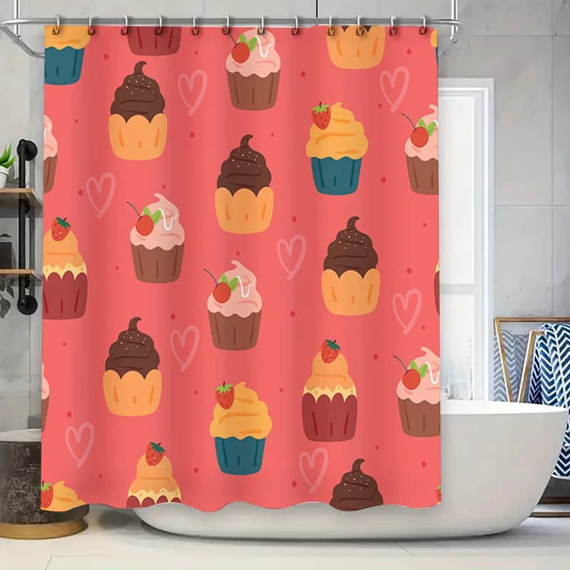 Adorabile tenda da doccia per cupcakes da forno, design dolce da forno per decorazioni da bagno