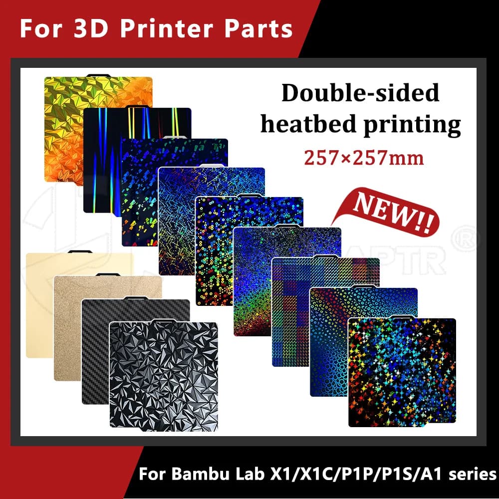 Per Bambu Lab X1C P1P P1S A1 X1Build Piastra 257x257 Lamiera di Acciaio Pei Peo H1H Pey Foglio liscio e strutturato Stampante 3D Costruiscia Piastra