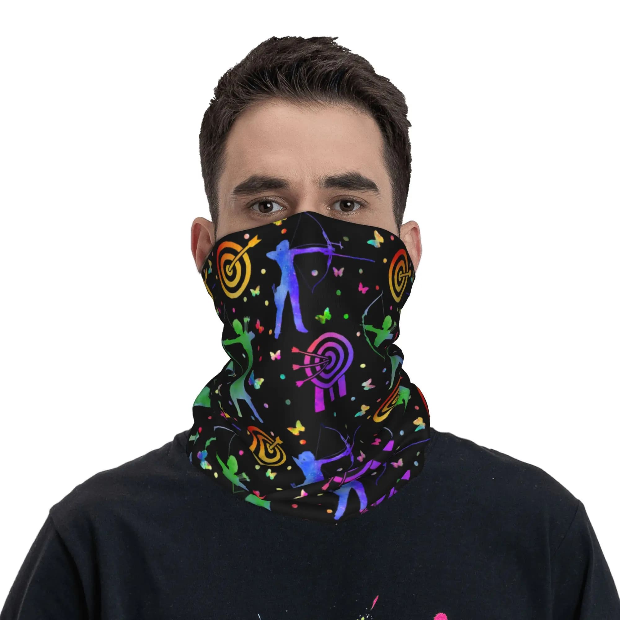 Sciarpa Multifunzione Traspirante Unisex con Stampa Farfalle Acquerello e Bersaglio da Tiro con l'Arco, Utilizzabile come Bandana, Scaldacollo e Maschera per Ciclismo e Corsa