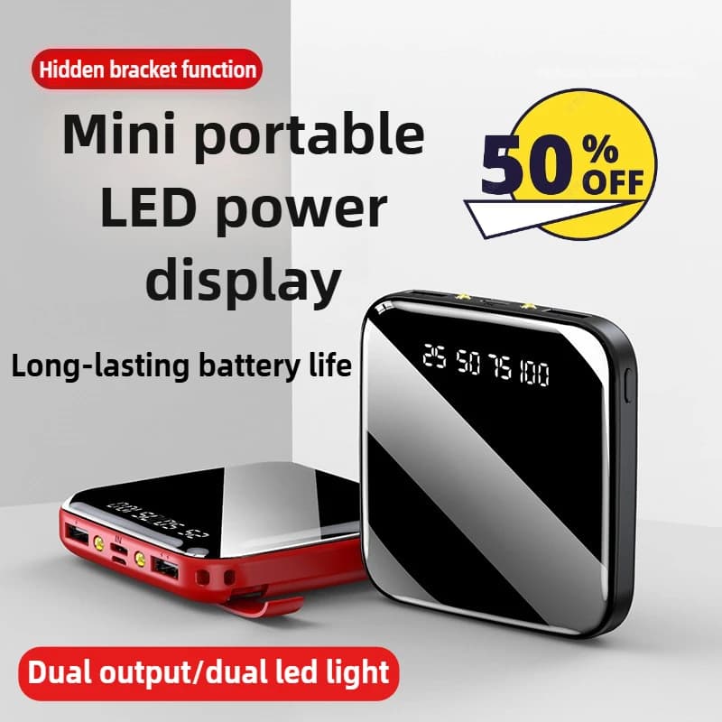 Nuovo Mini Power Bank Caricatore portatile Schermo a specchio LED Digital Powerbank Batteria esterna per IPhone Xiaomi Huawei Samsung