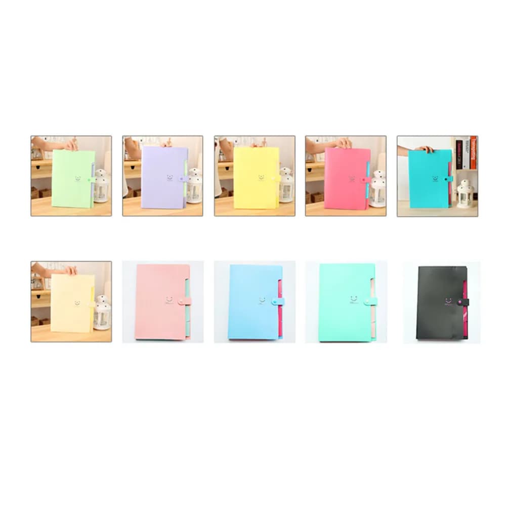 Cartella Portadocumenti Espandibile in Plastica A4 a 5 Tasche con Chiusura a Bottone a Pressione, Organizzatore Robusto per Documenti per Ufficio, Scuola, Casa, Viaggi