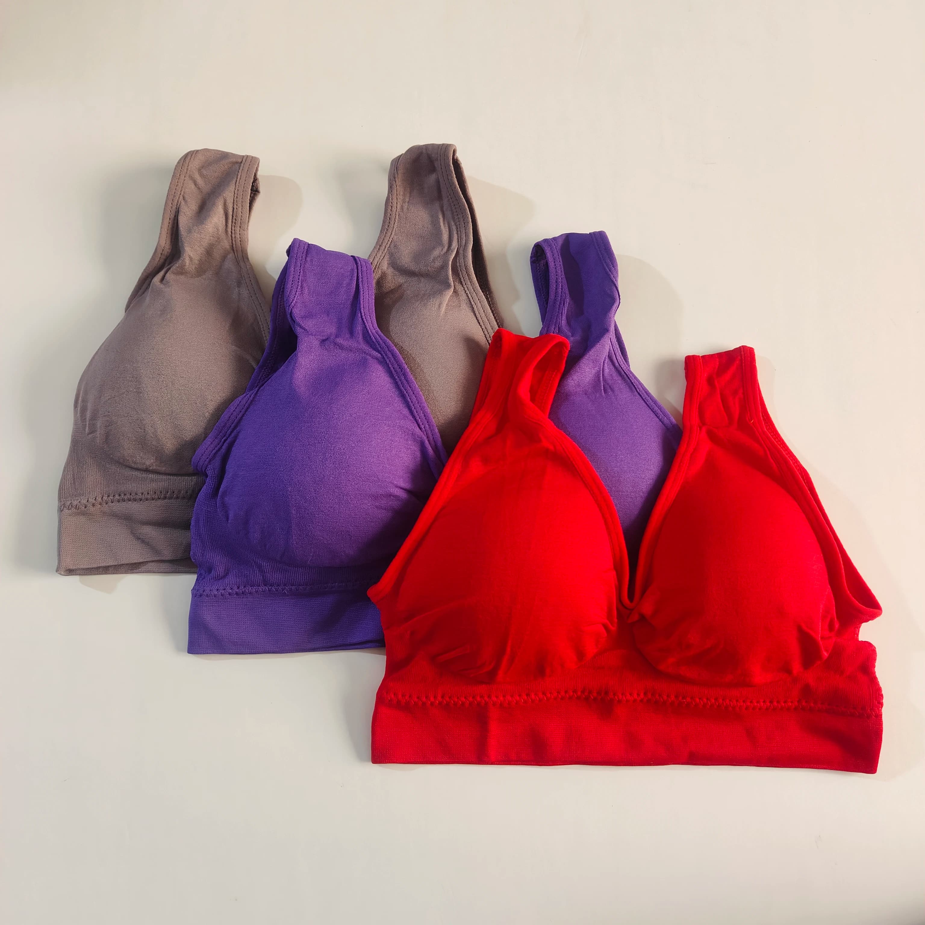 3 pieces/set seamless push up bra for yoga racing sports bra fitness wireless plus size S-5XL women's underwear with removable padding