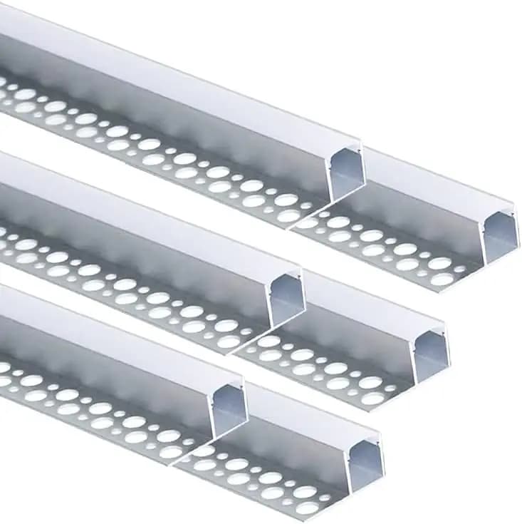 Confezione da 6 Profili LED in Alluminio da 1 Metro con Diffusore Opaco, Profilo Incassato Senza Cornice per Cartongesso per Strisce LED