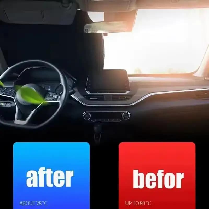 Parasole Pieghevole per Parabrezza Auto, Isolamento Termico, Blocco UV, Riflettente, Rinfrescante per Interni Estivi