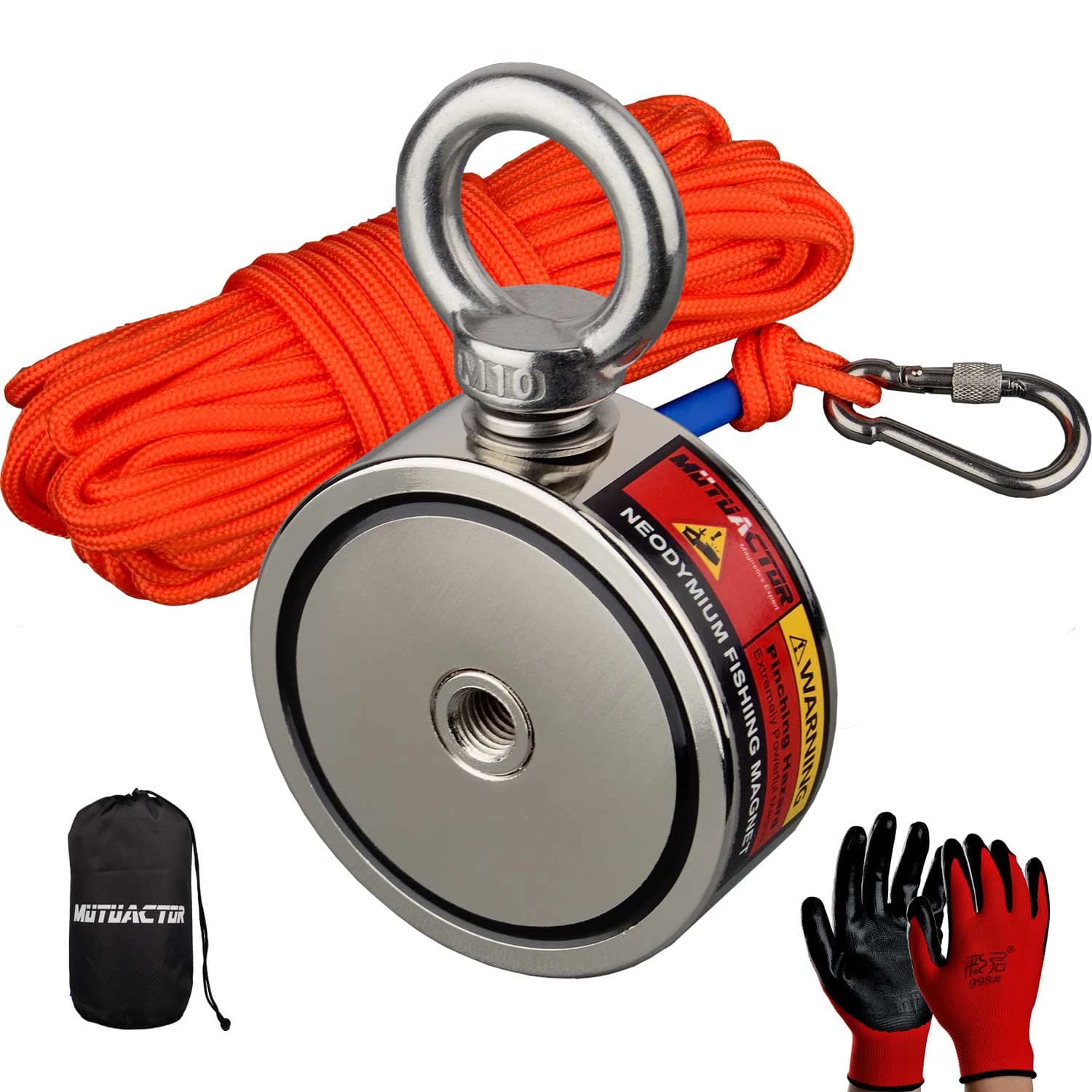 Powerful 180KGX2 Bilateral Research Magnet with 15M Corda, Robusto Magnetic Lifter for Rescue and Fishing
