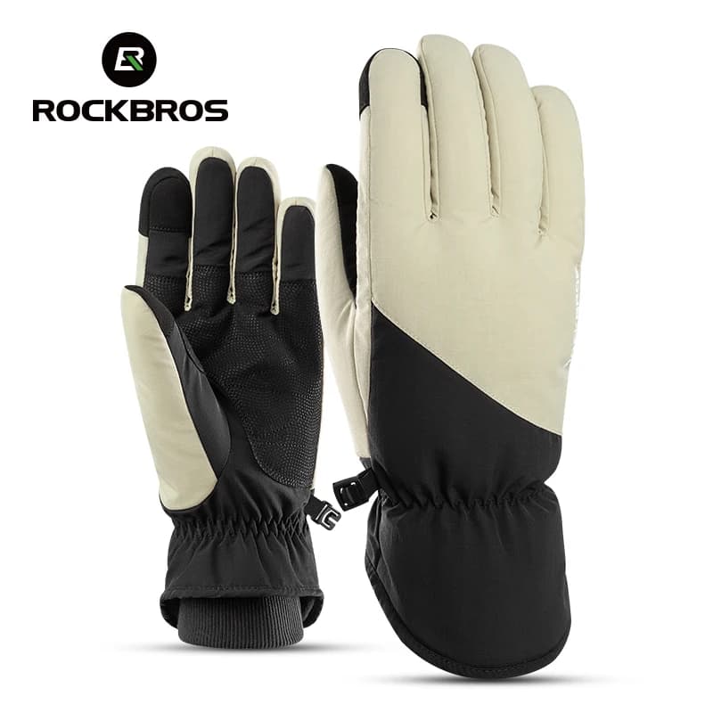 ROCKBROS Guanti da ciclismo invernali Guanti da sci antivento Donna Uomo Palmo antiscivolo Scaldino Strato interno Guanti da snowboard con dita intere