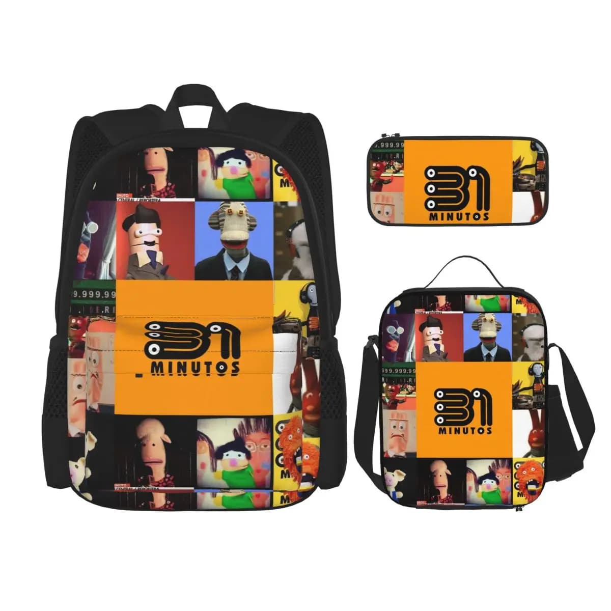 3pecs/set 31 Minutos Chilean Comedy Backpack for Boys Girls High School Canvas Bags Lunch bag Pencil Case