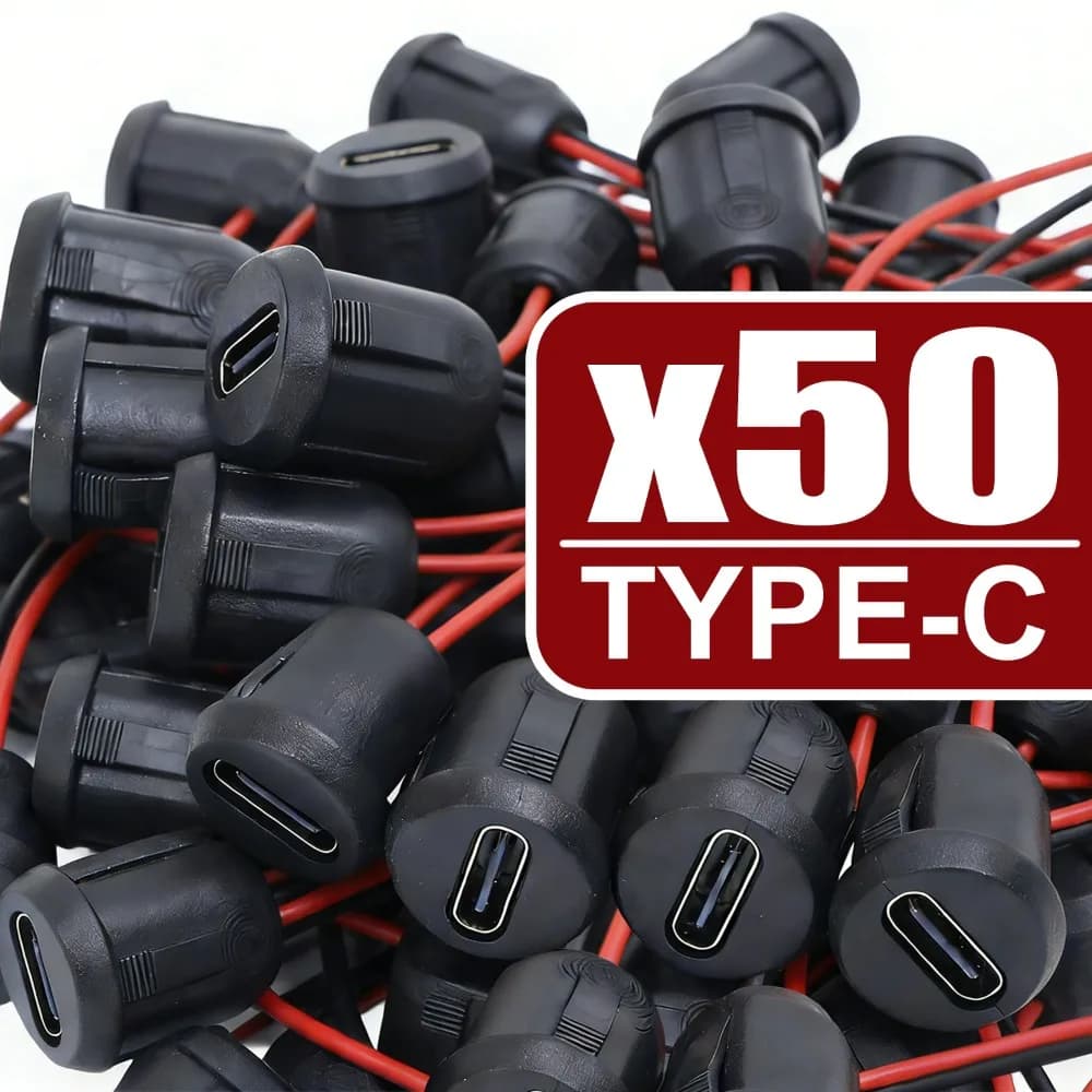 2P USB C Connector Female Pvc Prese Waterproof 5V/3A Fast charging Type-C Car Extension Cable Car Bike Parts FAI FROM TE