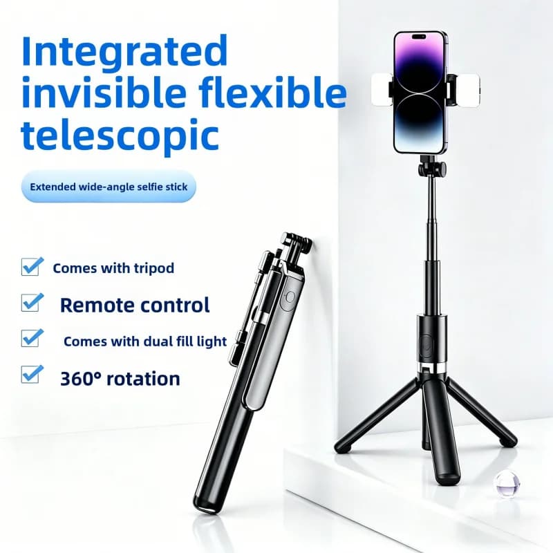Y21 Asta Selfie Anti-vibrazione Portatile con Telecomando Bluetooth Universale 1.7m, Supporto da Terra Tutto-in-uno per Live Streaming