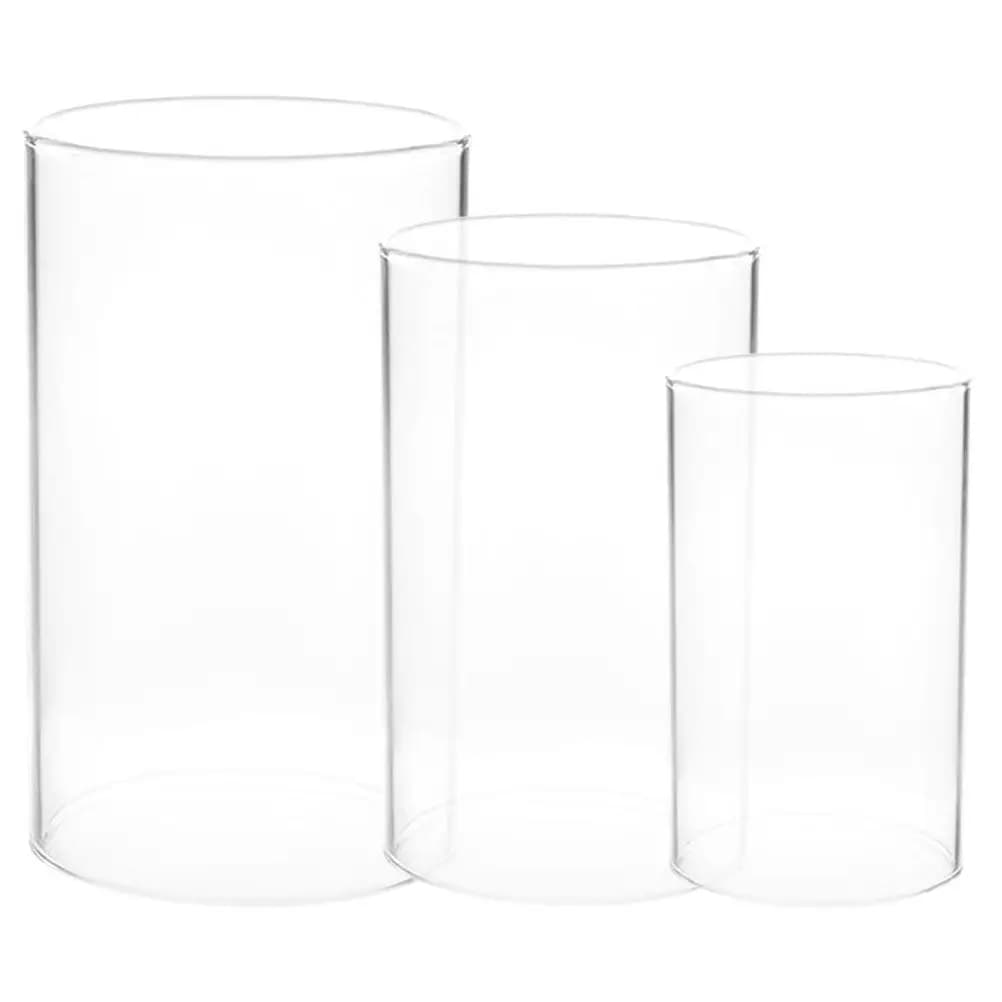 Set di 3 Coperture in Vetro Trasparente Premium per Candele a Pilastro, Ideali per Casa, Matrimoni e Feste