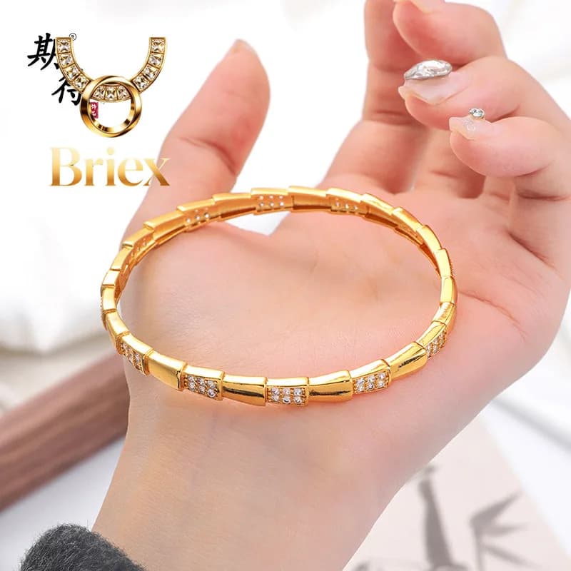 Bracciale Briex Jewelry Luxury in oro puro 24K 9999, con fibbia a serpente, da donna.