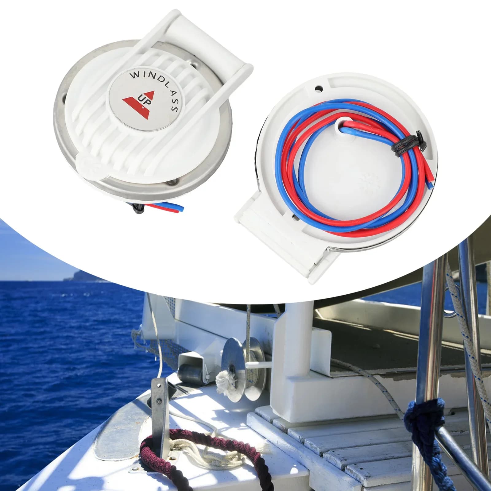 Avvolgitore elettrico per ancoraggio per barca, avvolgitore per ambienti marini, materiale plastico composito, poliestere rinforzato con vetro