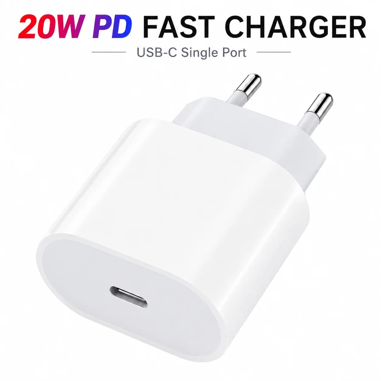 20W PD Fast Charger USB C Wall Adapter Type C Cable EU Plug Quick Charge Power Adapter for iPhone iPad Samsung OnePlus Phone