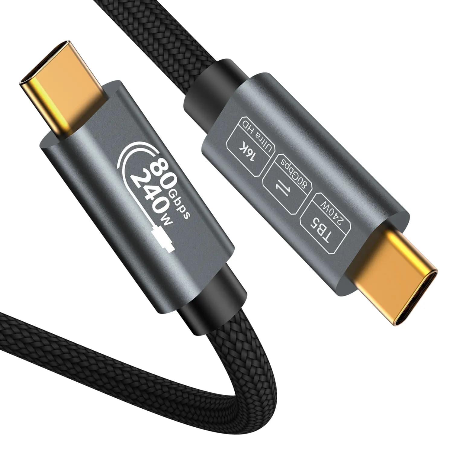 Extension Cable Thunderbolt 5 USB 4.0 Type C Data 240 W Quick Charging 16K Video Cable Super Fast Data Storage for USB C Monitor