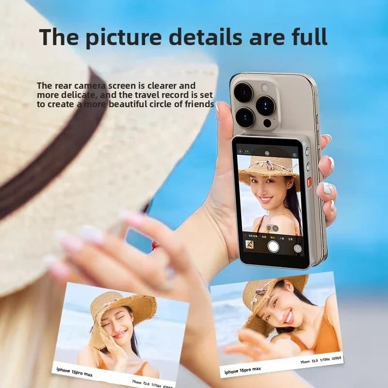 Proiettore per schermo selfie magnetico wireless Bluetooth per trasmissione in diretta con display diviso posteriore per telefono cellulare, per iPhone e Android