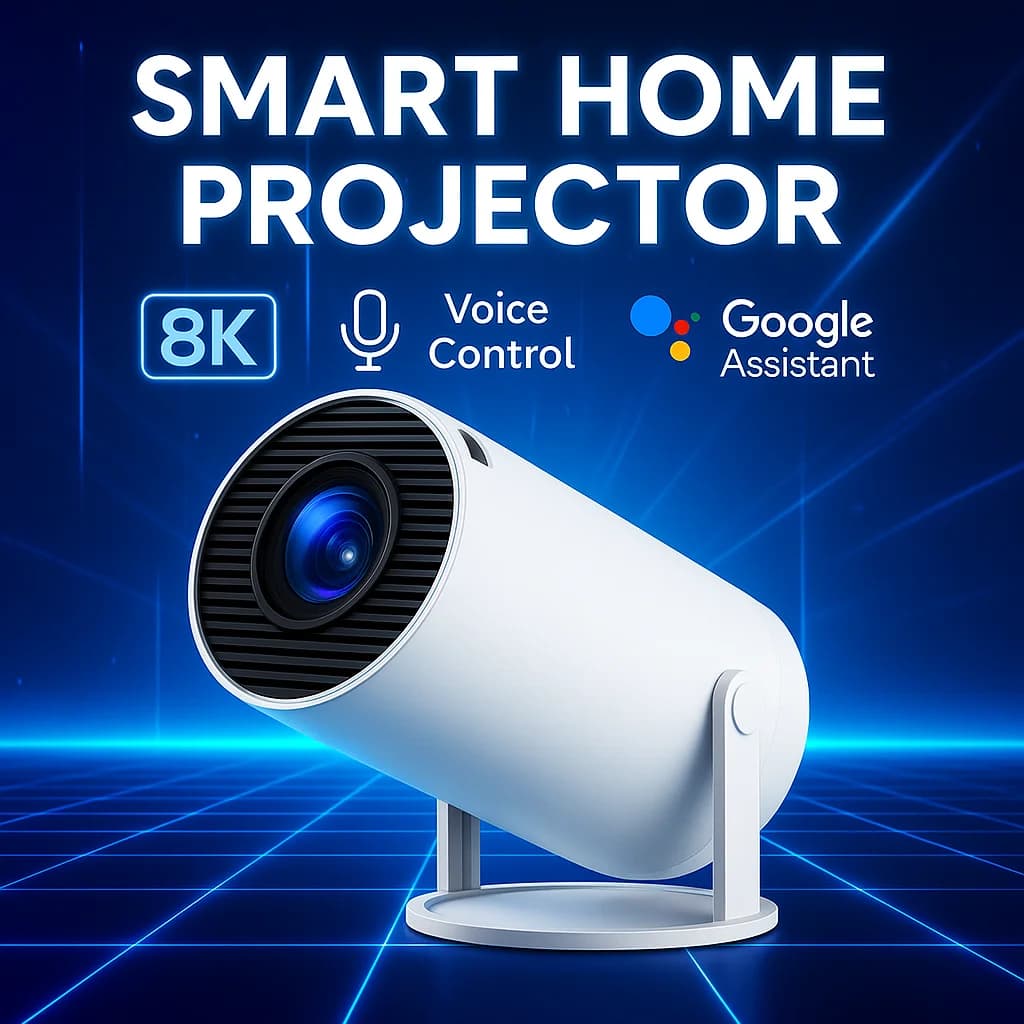 Proiettore Smart HY300 1080P HDR10 Supporto 4K, Mini Proiettore Portatile WiFi Bluetooth con Mirroring dello Schermo per Cinema all'Aperto
