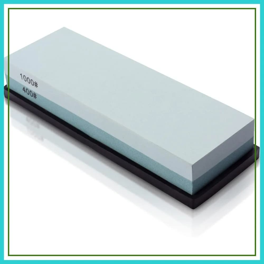 Pietra per Affilare Coltelli 400/1000 con Base in Gomma Antiscivolo per Coltelli da Cucina e da Caccia