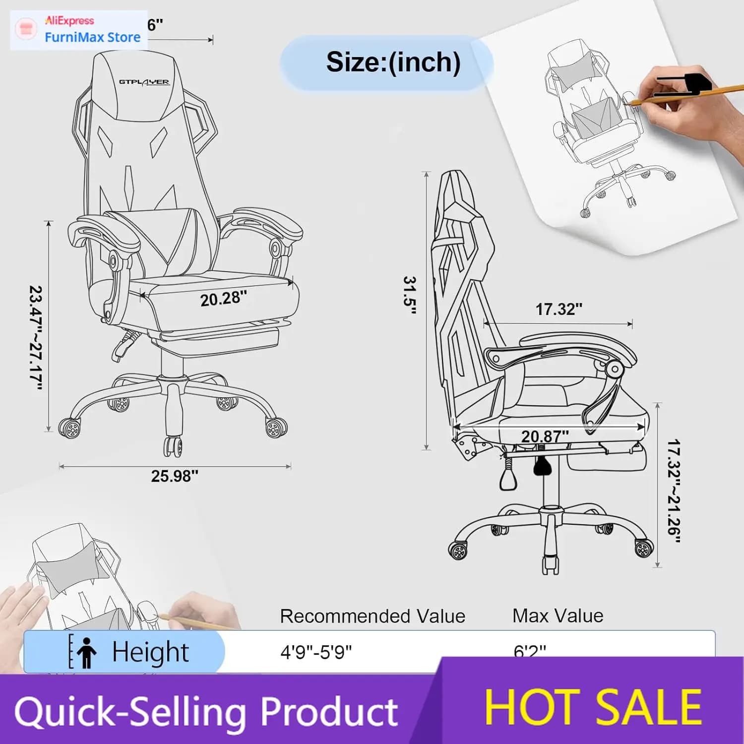 Promozione a tempo limitato: Sedia da gaming, sedia da computer con schienale in rete, sedia da gaming ergonomica con poggiapiedi, sedia da gaming reclinabile