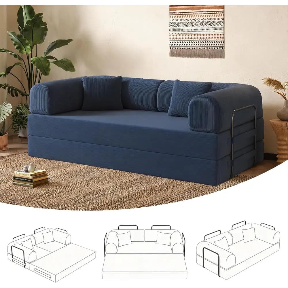 Divano letto pieghevole da 79'' (5-in-1) con struttura Bonnel, divano letto pieghevole Comy con cuscino, divano letto da pavimento per soggiorno o camera da letto