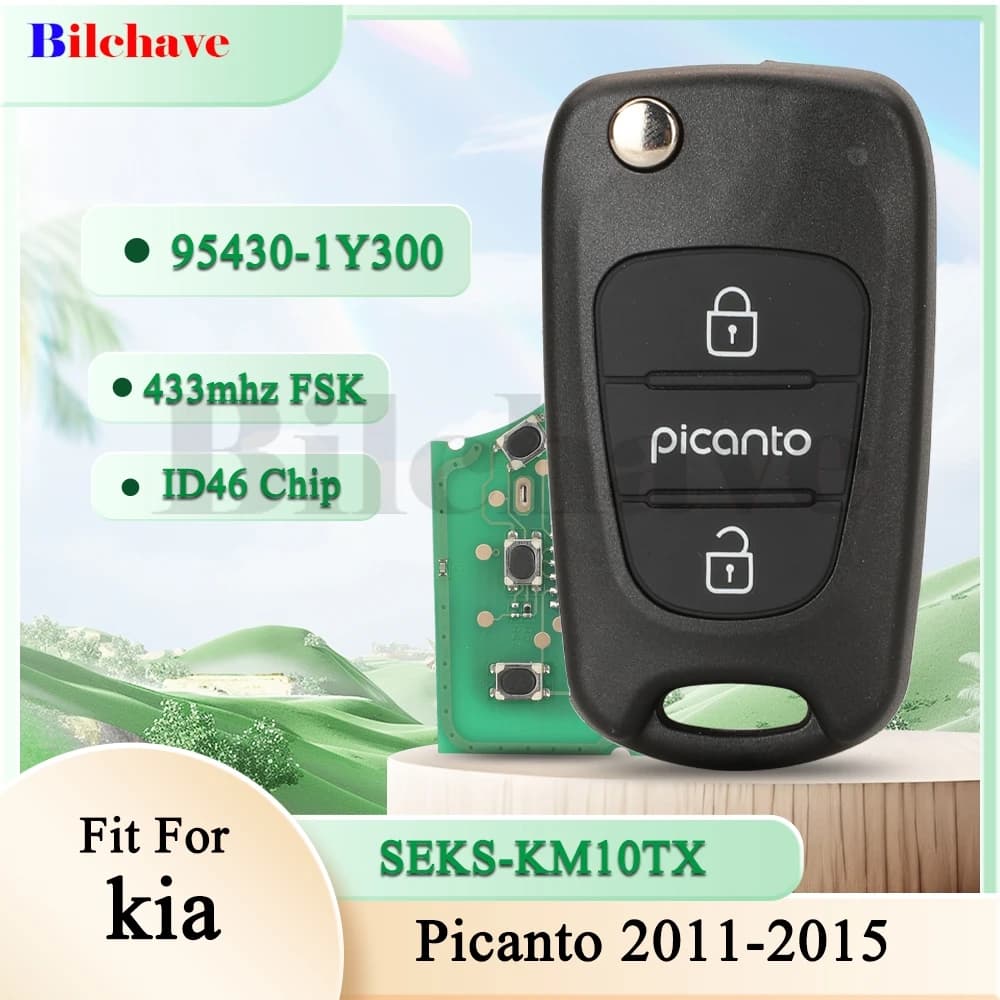 Jingyuqin 433 mhz FSK ID46 Chip 95430-1Y300 SEKS-KM10TX 3 Bottoni Chiave A Distanza Dell'automobile Per Kia Picanto 2011-2015 Flip Key Fob di Controllo