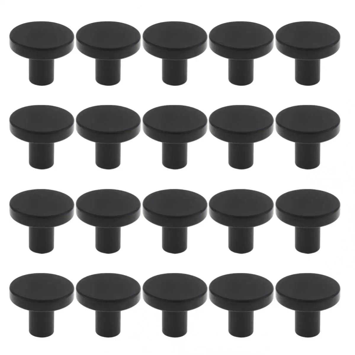Manopole per mobili da cucina rotonde da 20 pezzi manopole per comò solide manopole per armadietti opache/manopole nere a foro singolo/Hardware per cassetti