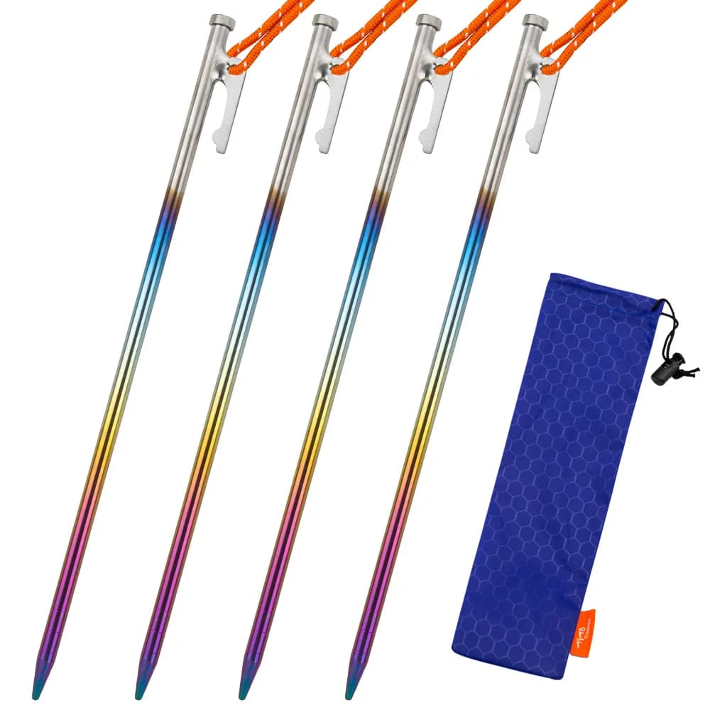 Picchetti per Tenda TiTo in Lega di Titanio GR5 Arcobaleno, Resistenti all'Usura e alla Flessione per Campeggio all'Aperto