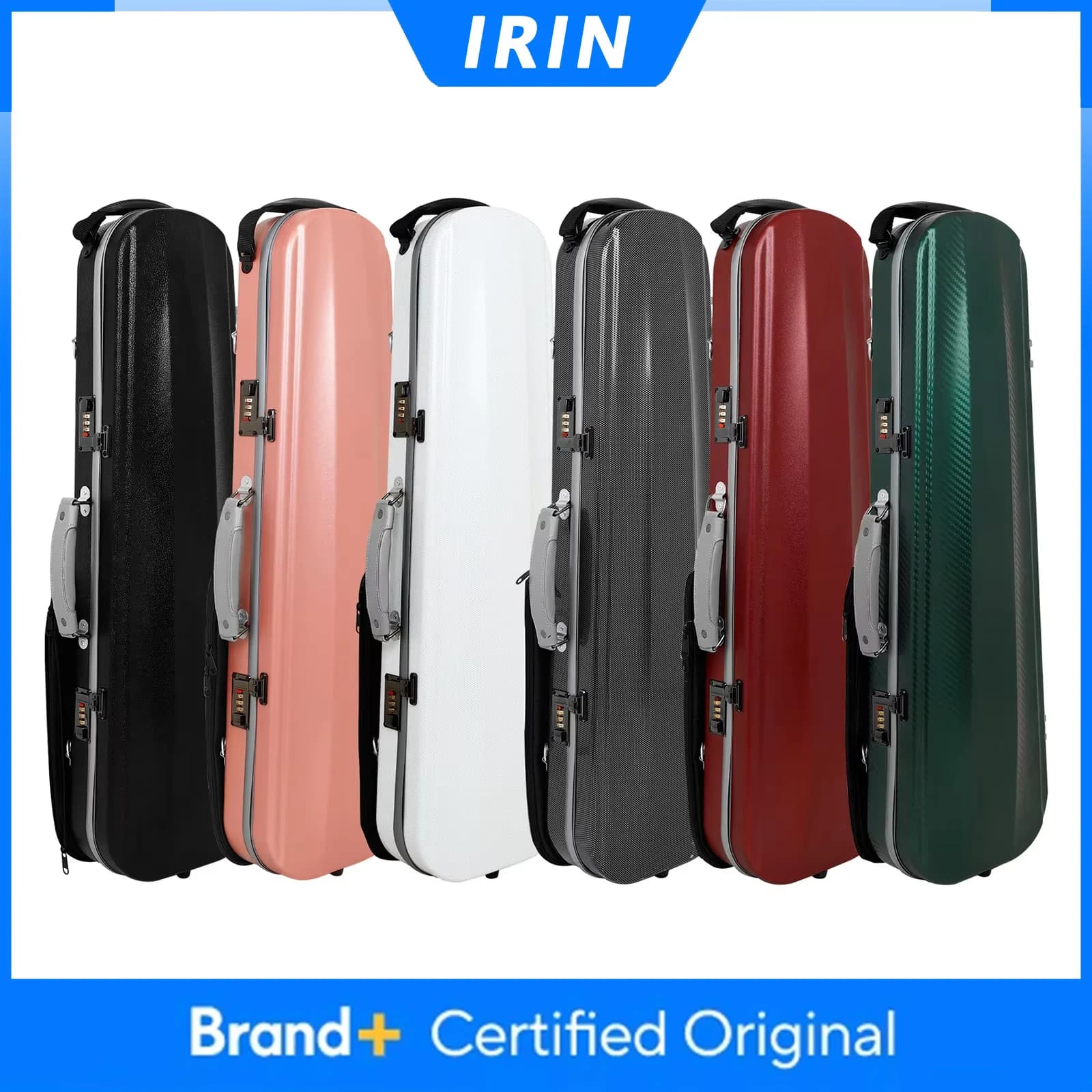 Custodia per violino IRIN 4/4 in fibra di carbonio con doppia tracolla, borsa a zaino con lucchetto a combinazione, igrometro e accessori per violino