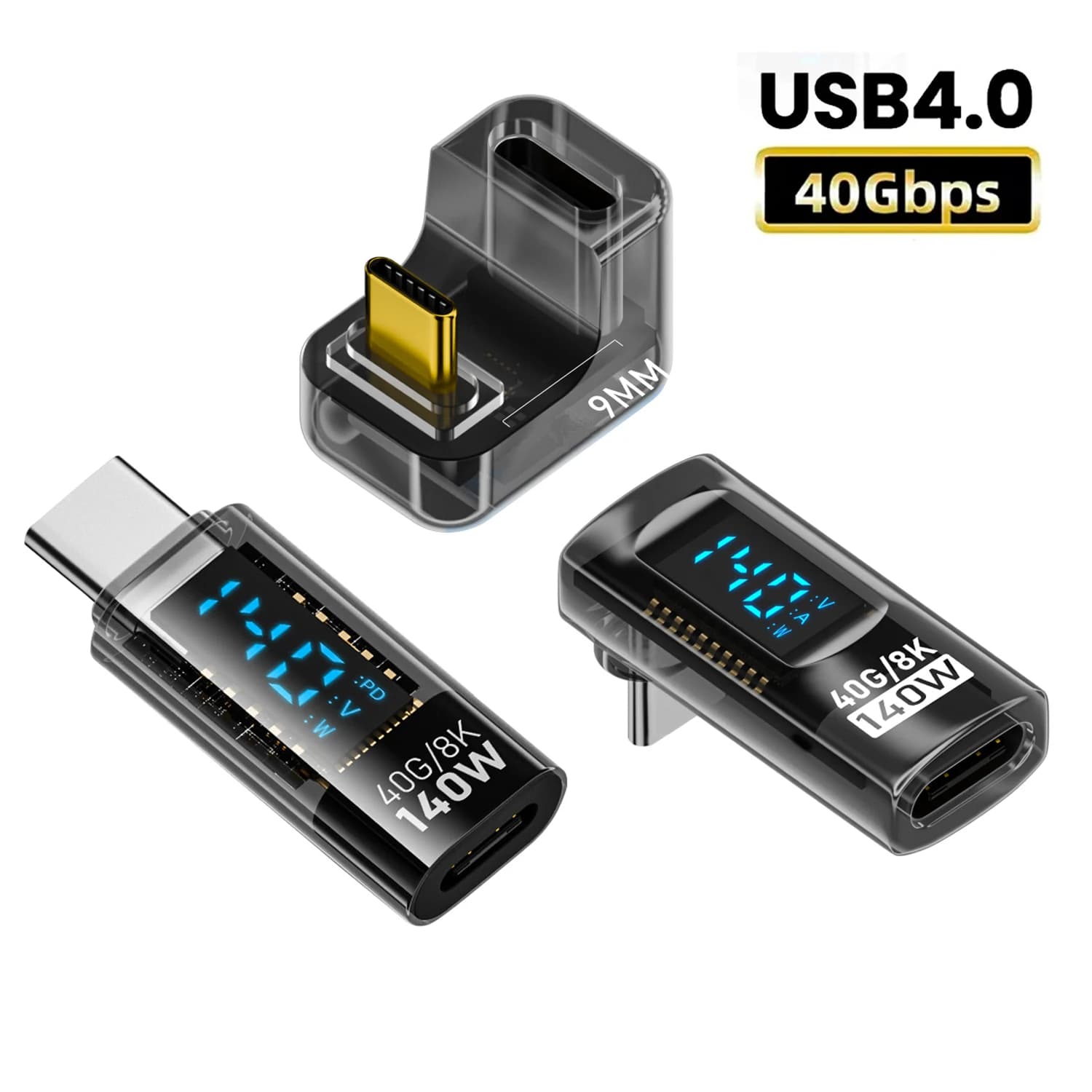140W USB C to C Adapter 40Gbps 8K@60Hz 90 Degree Converter Digital Display Type C Adapter Connector for Thunderbolt 4/3 MacBook