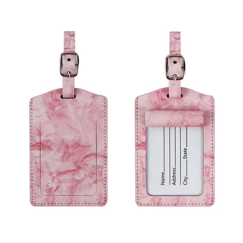 Travel Baggage Name Tag Suitcase Label Holder PU Leather Cards Holder