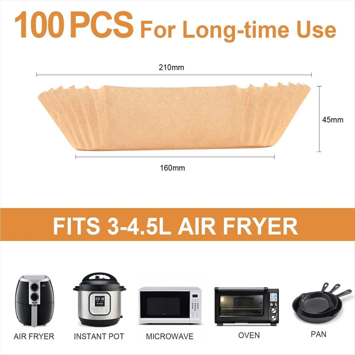 YHYS 100PCS Air fryer Oven paper Square parchment paper for food use for 4.5-6 liters air fryer
