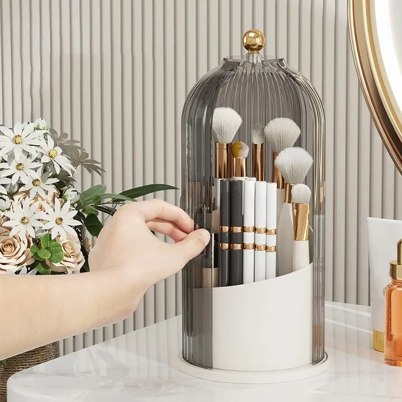 360 ° Organizzatore per trucco rotante Organizzatore cosmetico di lusso Porta pennelli Rossetto Porta matite per sopracciglia Scatola portaoggetti per ombretto
